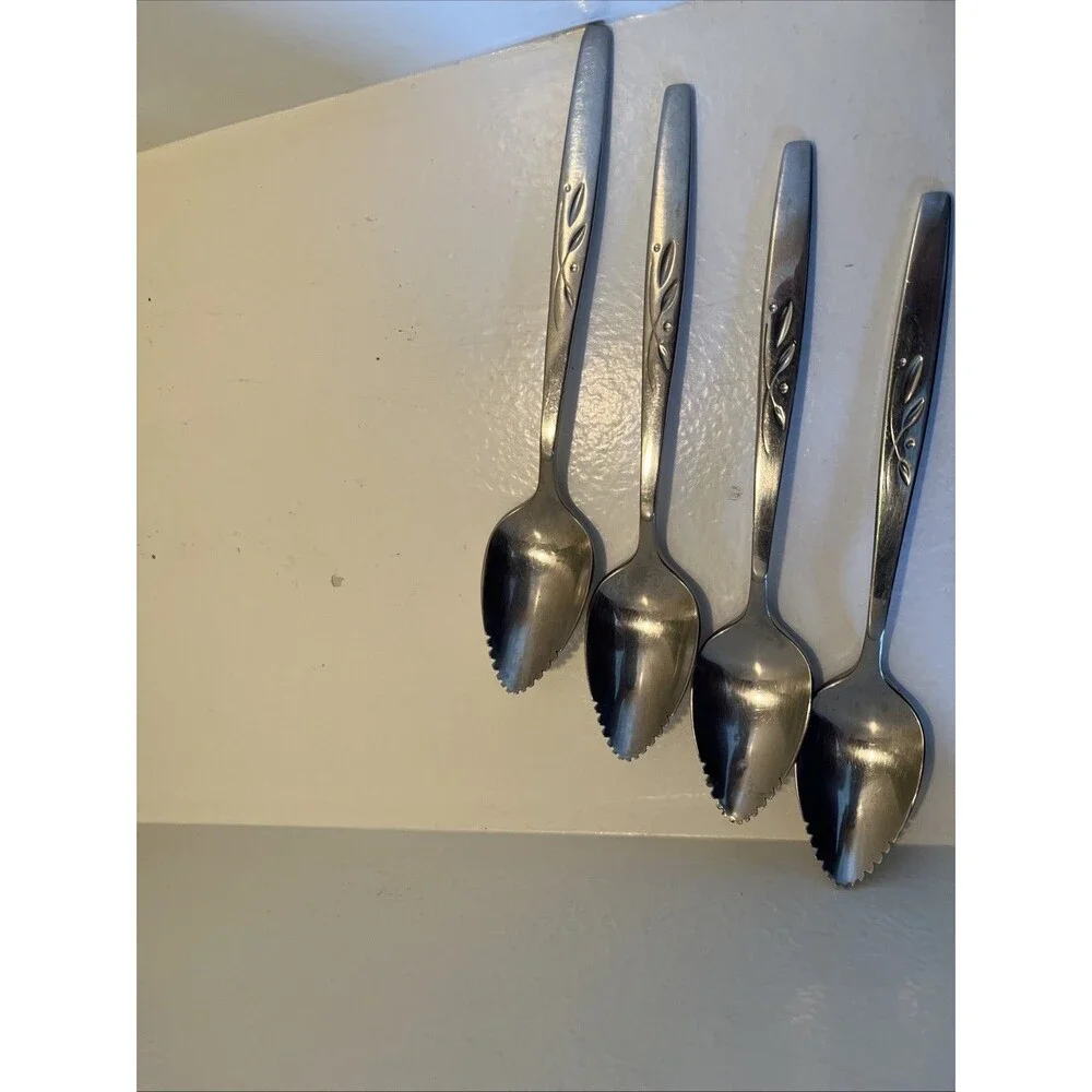 Oneida Will-O-Wisp Vintage Citrus Grapefruit Spoon Stainless Steel Set Of 4